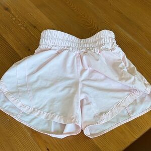 lululemon athletica light pink ruffle hem shorts